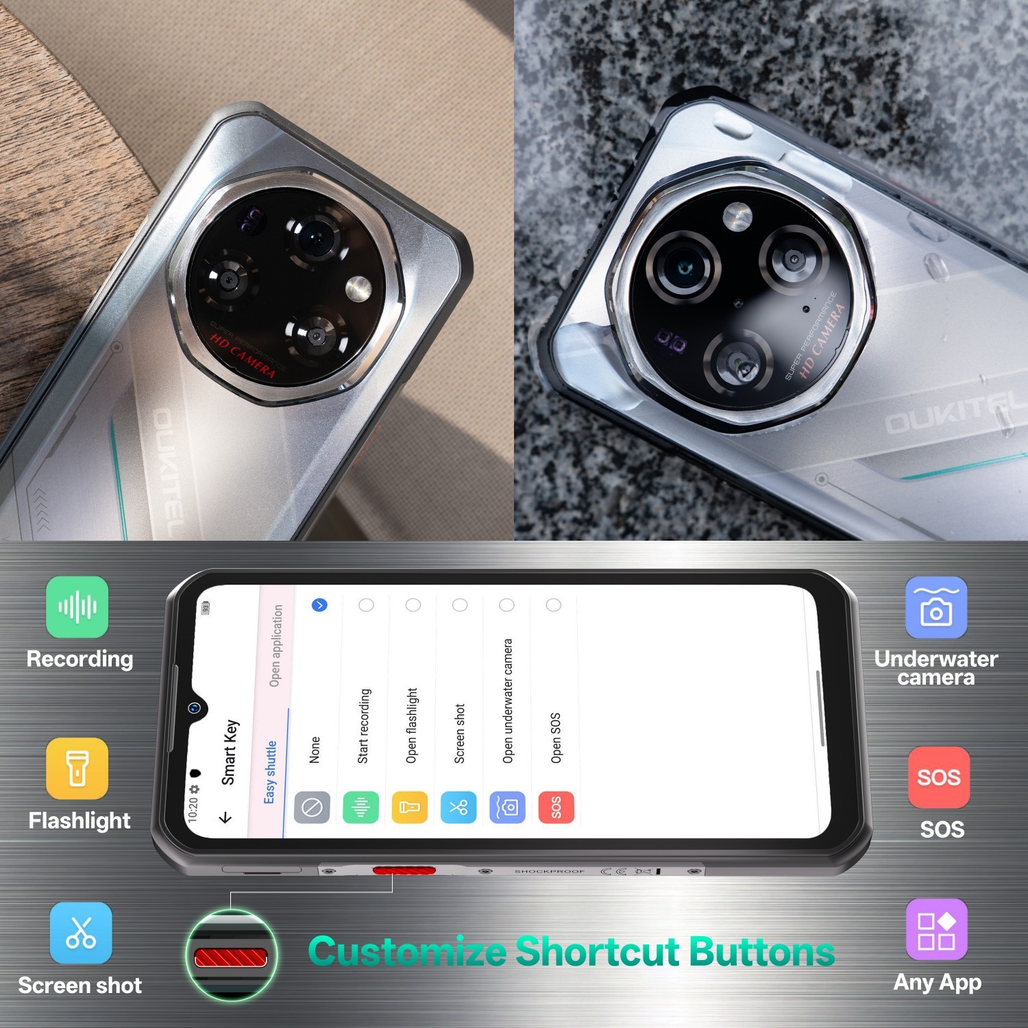 OUKITEL WP62 Rugged Phone 5G Unlocked 36(12+24)GB+512GB/2TB 108MP 11000mAh Black