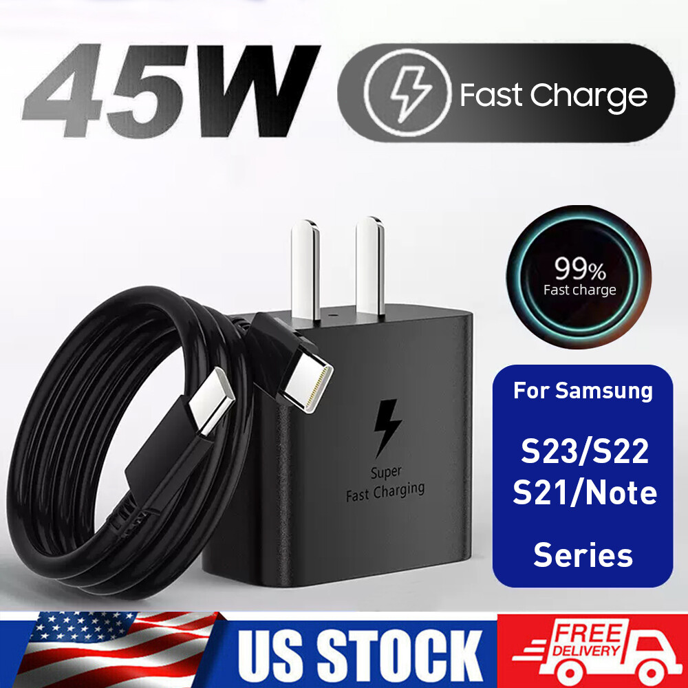 45w Type USB-C Super Fast Wall Charger +6FT Cable For Samsung Galaxy S23 S21 S22