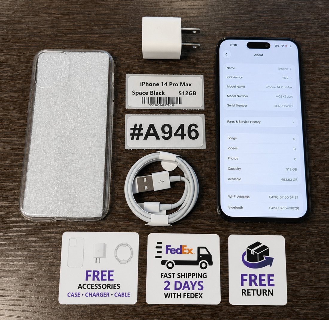 Apple iPhone 14 Pro Max 512GB BLACK – Unlocked – Read Seller Notes