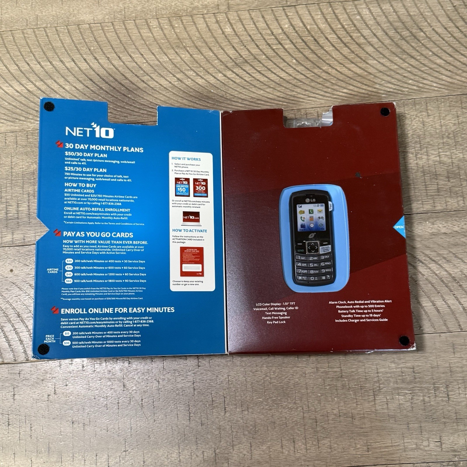 New Net 10 Unlimited LG320G Prepaid Cell Phone TracFone Bar Track Phone Black