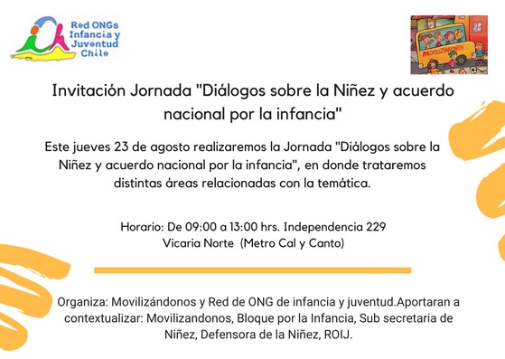 Invitación Jornada «Diálogos sobre la niñez y Acuerdo Nacional por la Infancia».