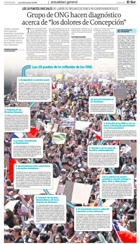 ONG´S de la Provincia de Concepción se reúnen para evaluar la situación de niños, niñas y adolescentes.